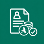 أيقونة الأجور والريال السعودي باللون الأبيض على خلفية خضراء