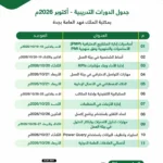 إعلان روزنامة الدورات التدريبية للنصف الثاني من أكتوبر 2026 بمكتبة الملك فهد العامة بجدة