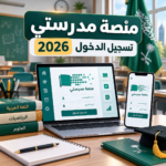 صورة توضيحية لتسجيل الدخول إلى منصة مدرستي
